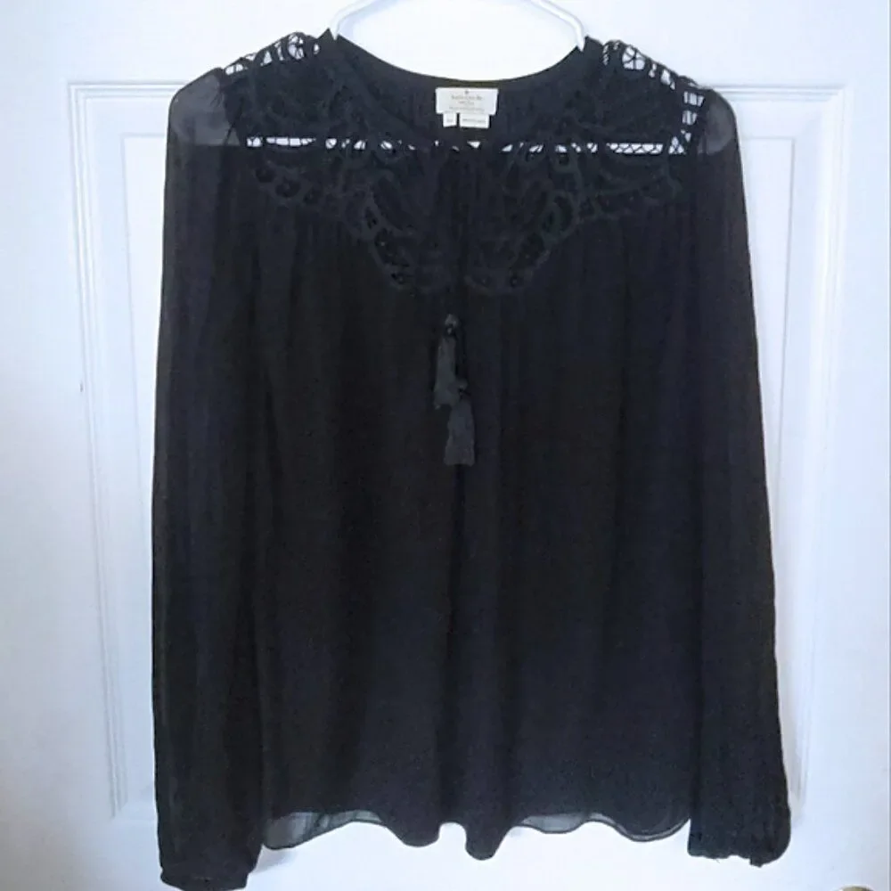 kate spade lace silk sheer blouse XS EUC - Picture 3 of 9